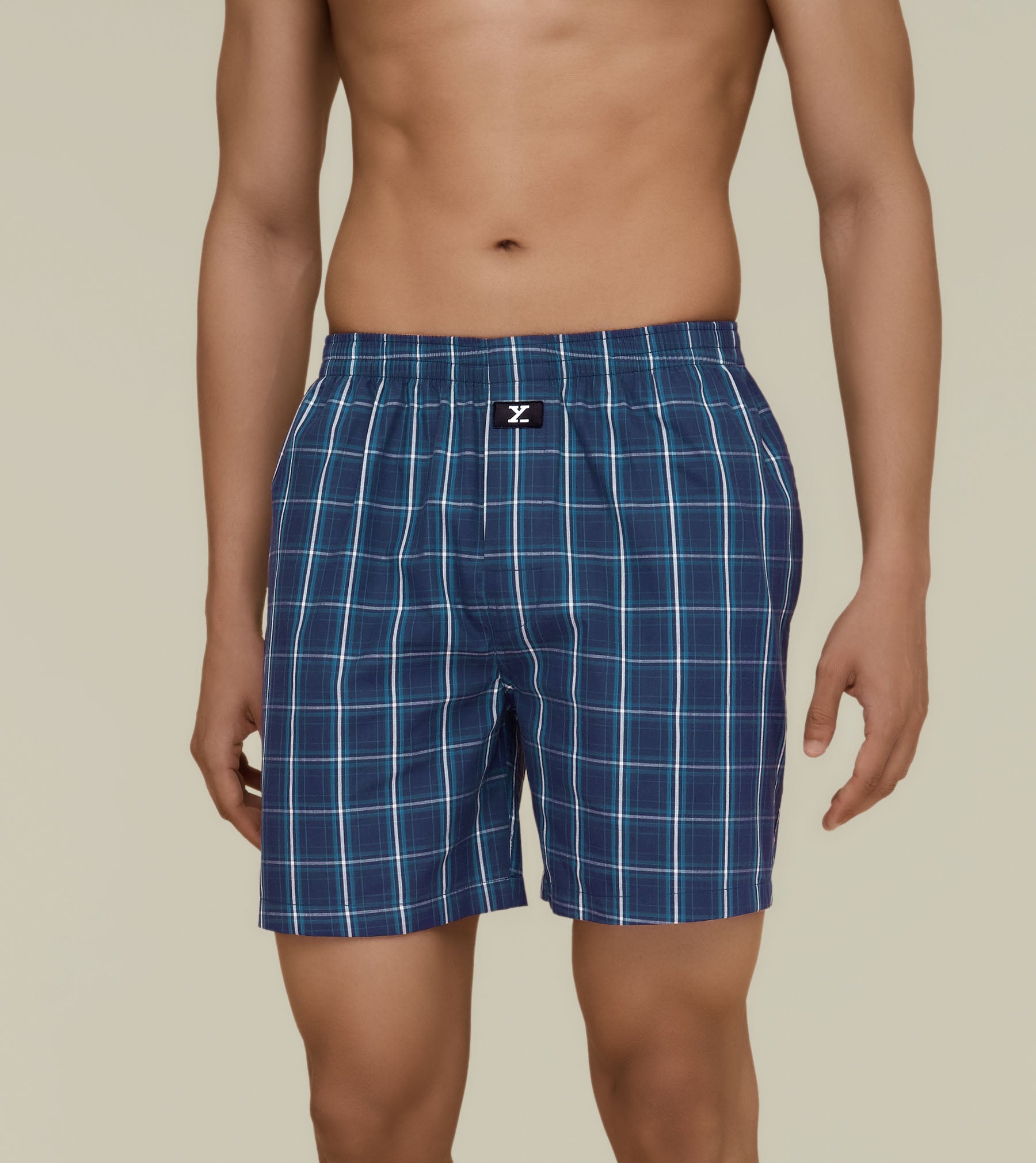 Checkmate Combed Cotton Boxer Shorts For Men Vivid Blue - XYXX Mens Apparels
