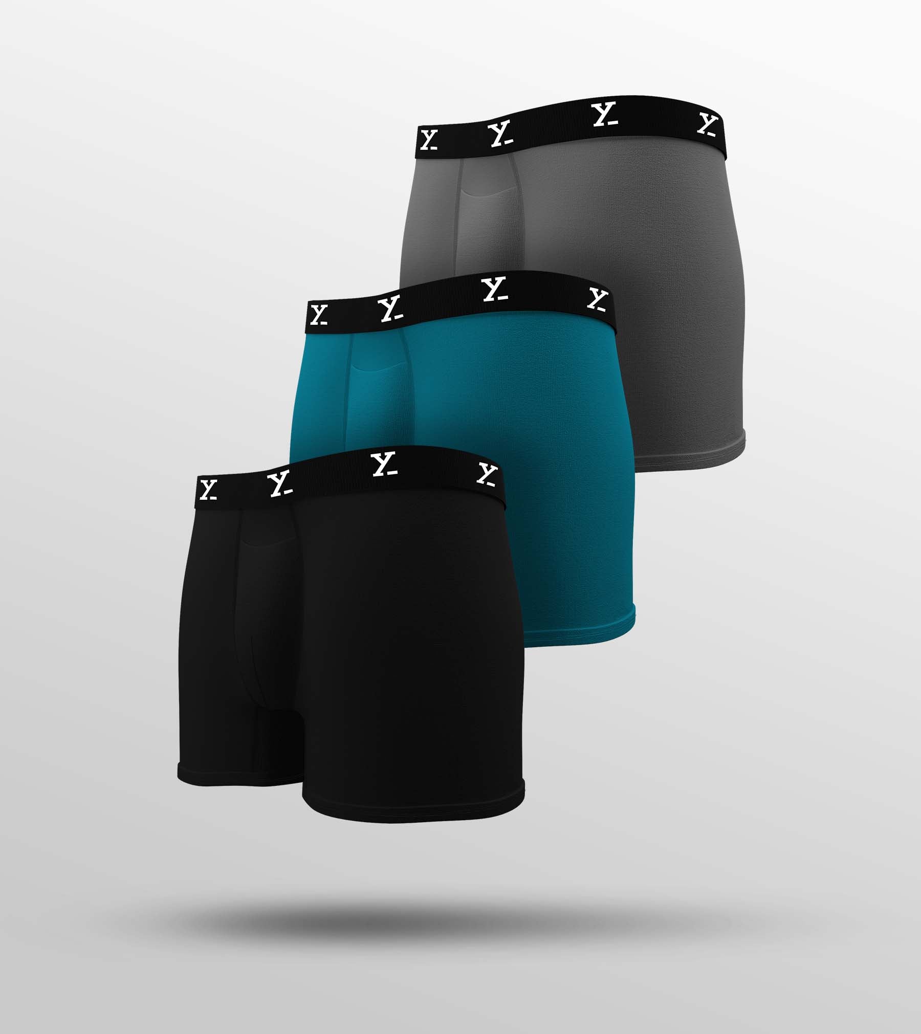 Ace Modal Boxer Briefs For Men Pack of 3(Black, Aqua Blue, Grey) -  XYXX Mens Apparels