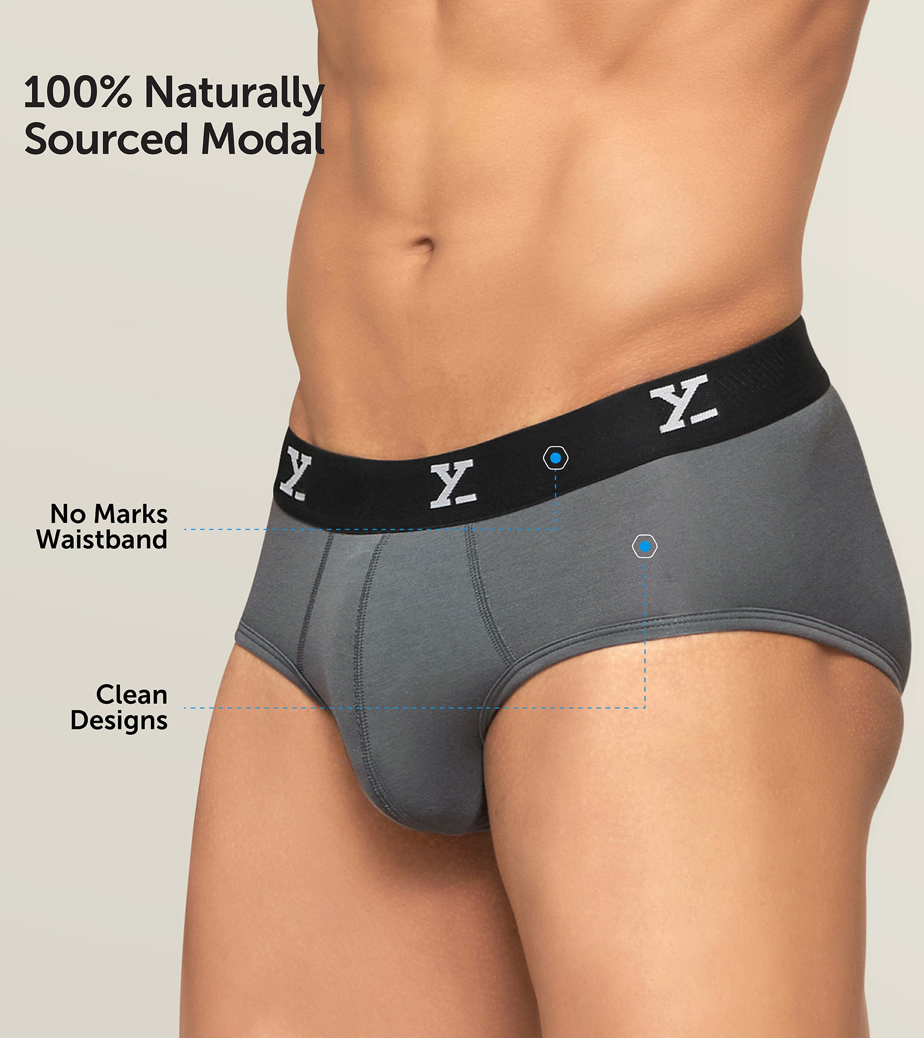Ace Modal Briefs For Men Charcoal Grey -  XYXX Mens Apparels