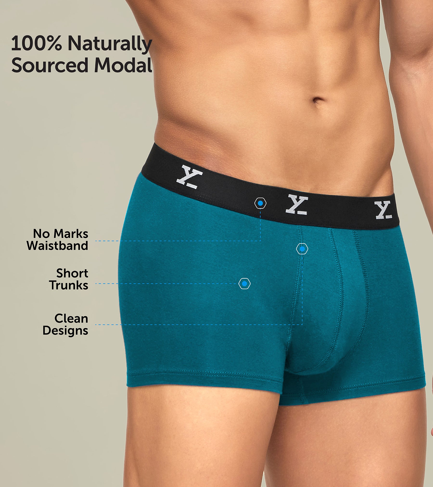 XYXX Men's Underwear Ace IntelliSoft Antimicrobial Micro Modal Trunk Pack  of 3 (Black;DEEP SEA Blue ;