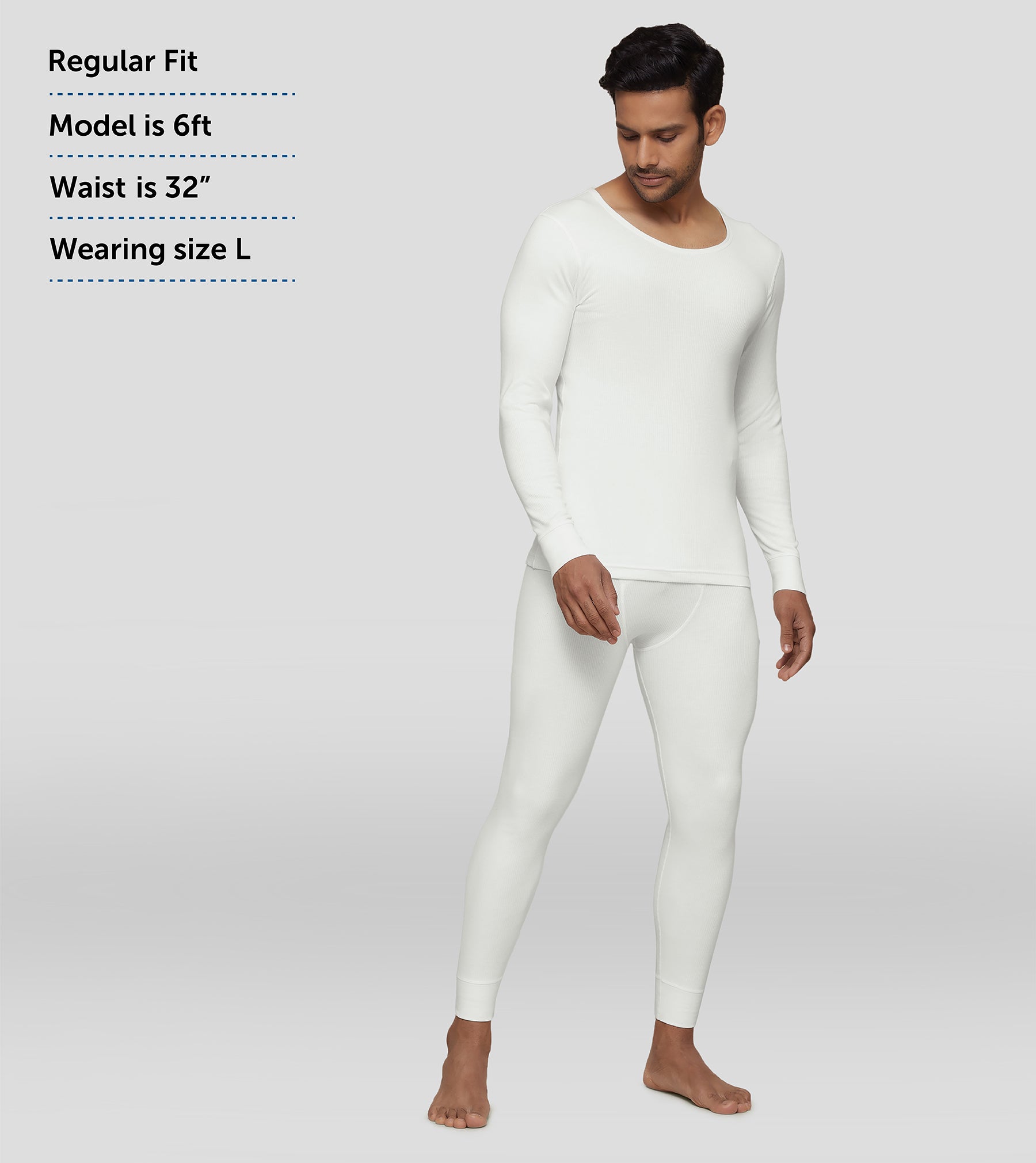 Mens White 2 Pack Cotton Blend Thermal Underwear Long Johns