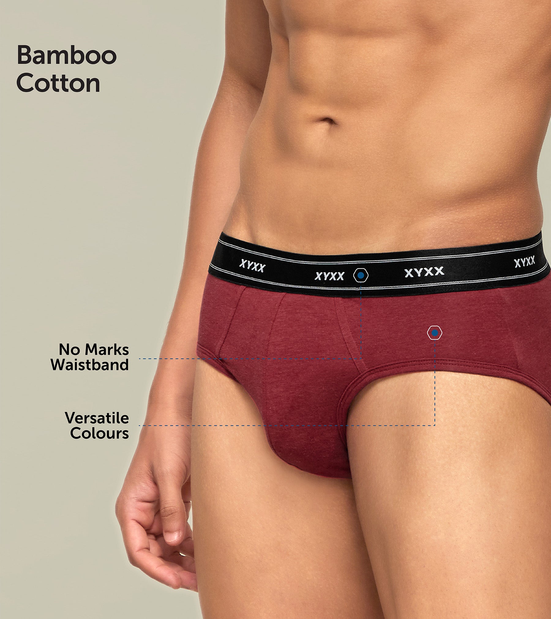 Apollo Bamboo Cotton Briefs For Men Bold Burgundy -  XYXX Mens Apparels