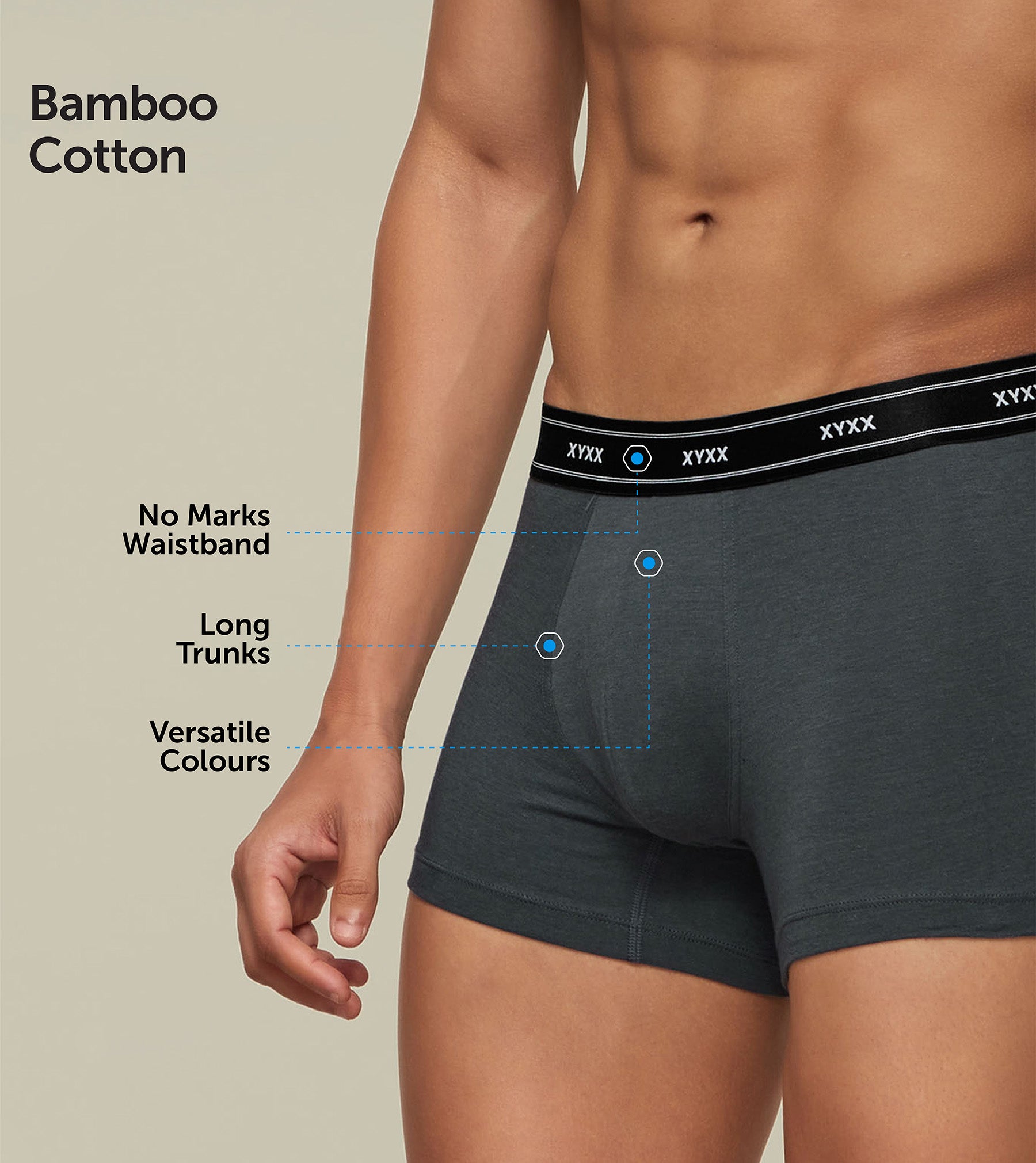 Apollo Bamboo Cotton Trunks For Men Graphite Grey -  XYXX Mens Apparels