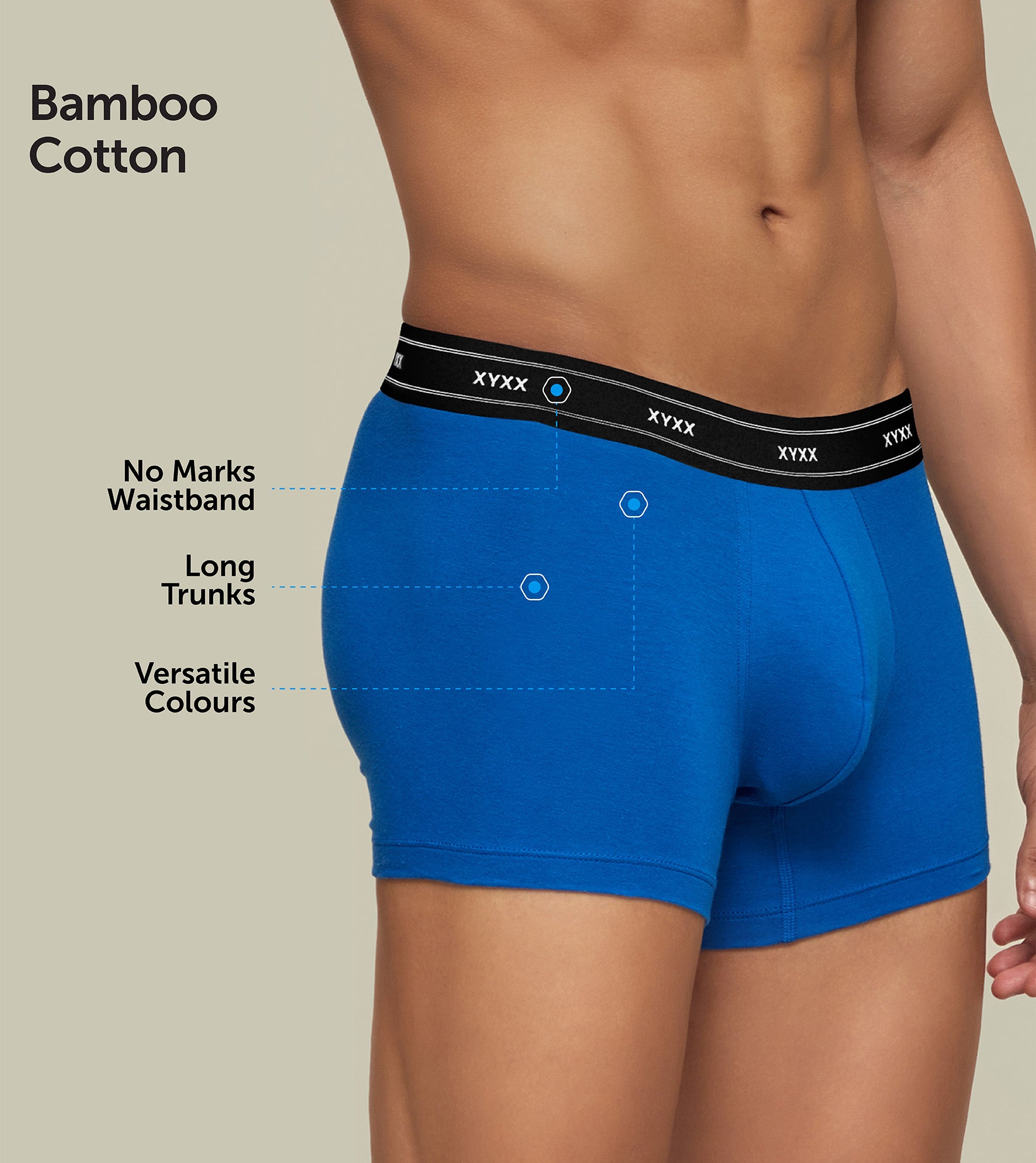 Apollo Bamboo Cotton Trunks For Men Olympic Blue -  XYXX Mens Apparels