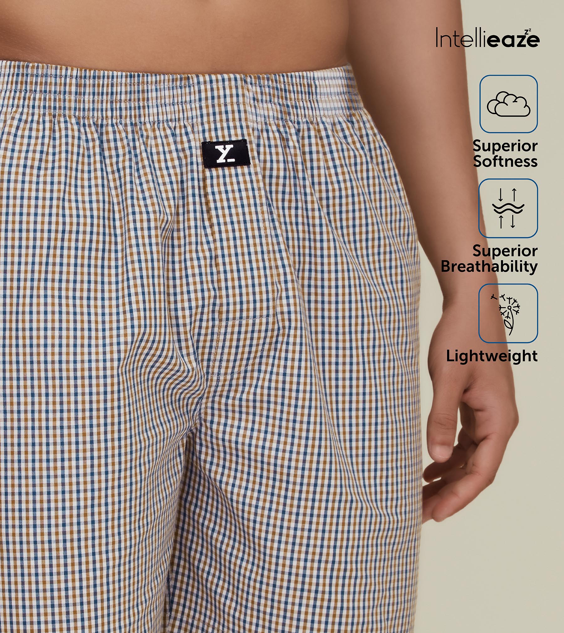 Checkmate Combed Cotton Boxer Shorts For Men Sandy Grey - XYXX Mens Apparels