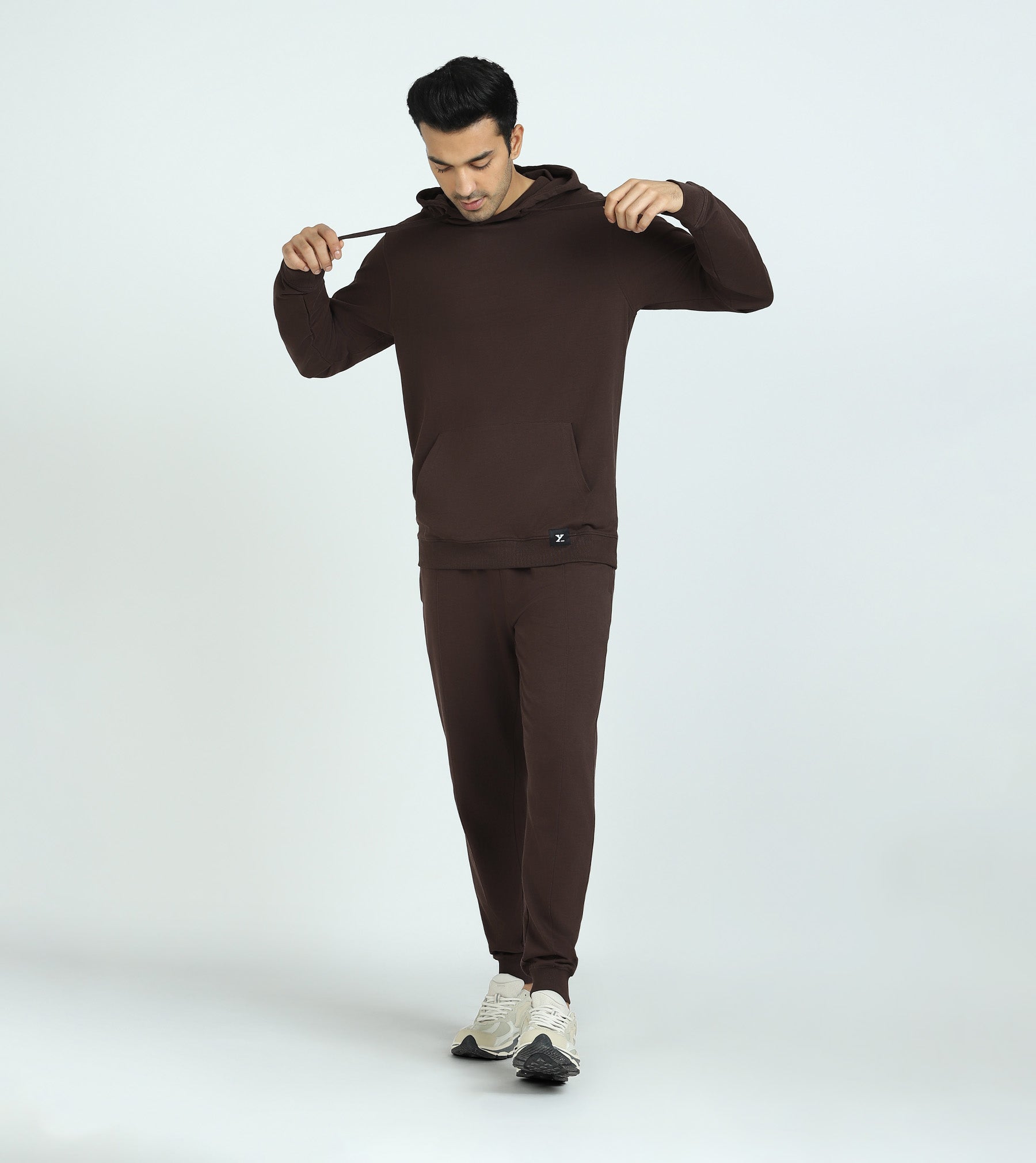 Cruze French Terry Cotton Hoodie and Joggers Co-ord Set For Men Malt Brown - XYXX Mens Apparels