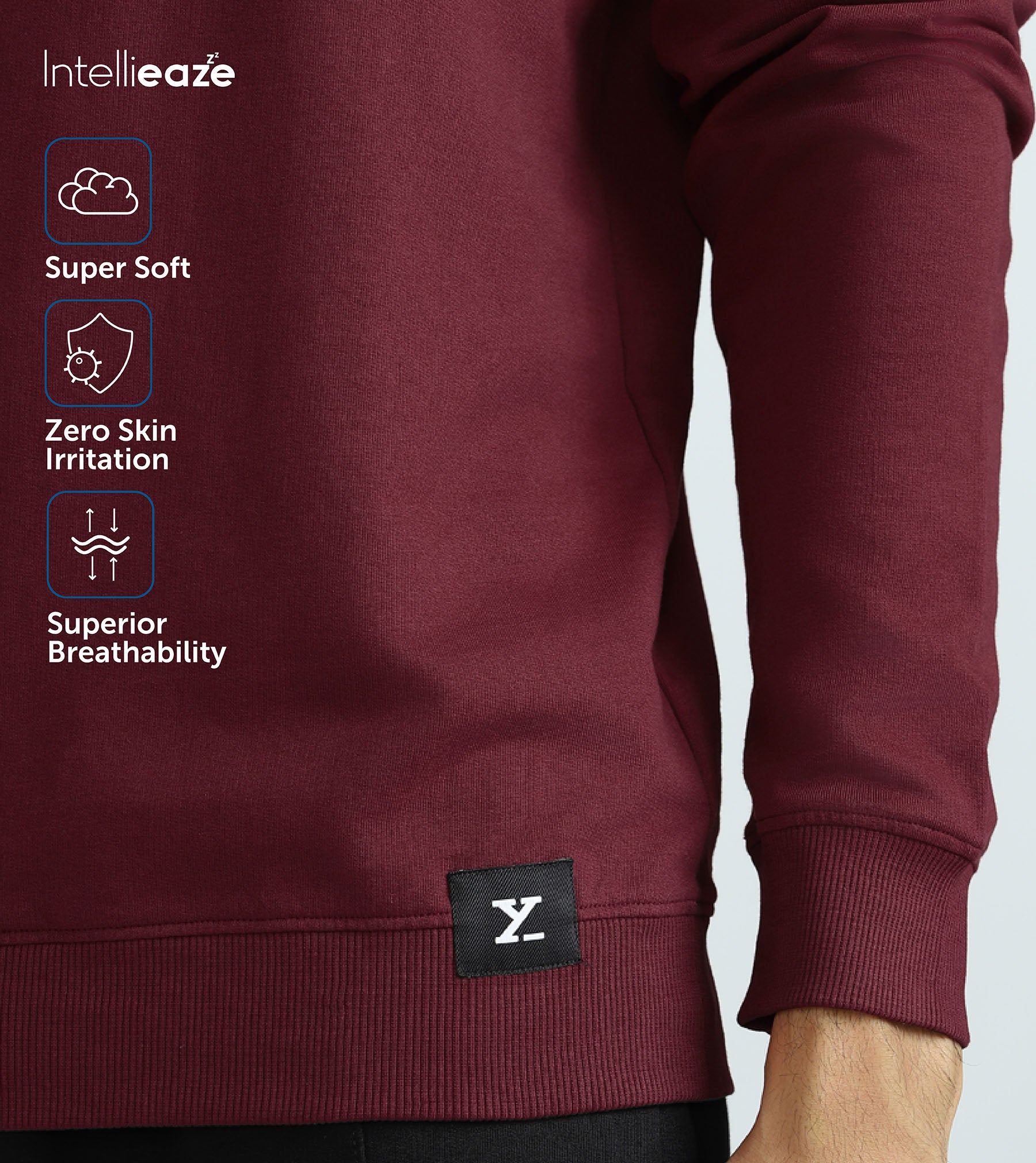 Cruze French Terry Cotton Sweatshirts For Men Auburn Red - XYXX Mens Apparels