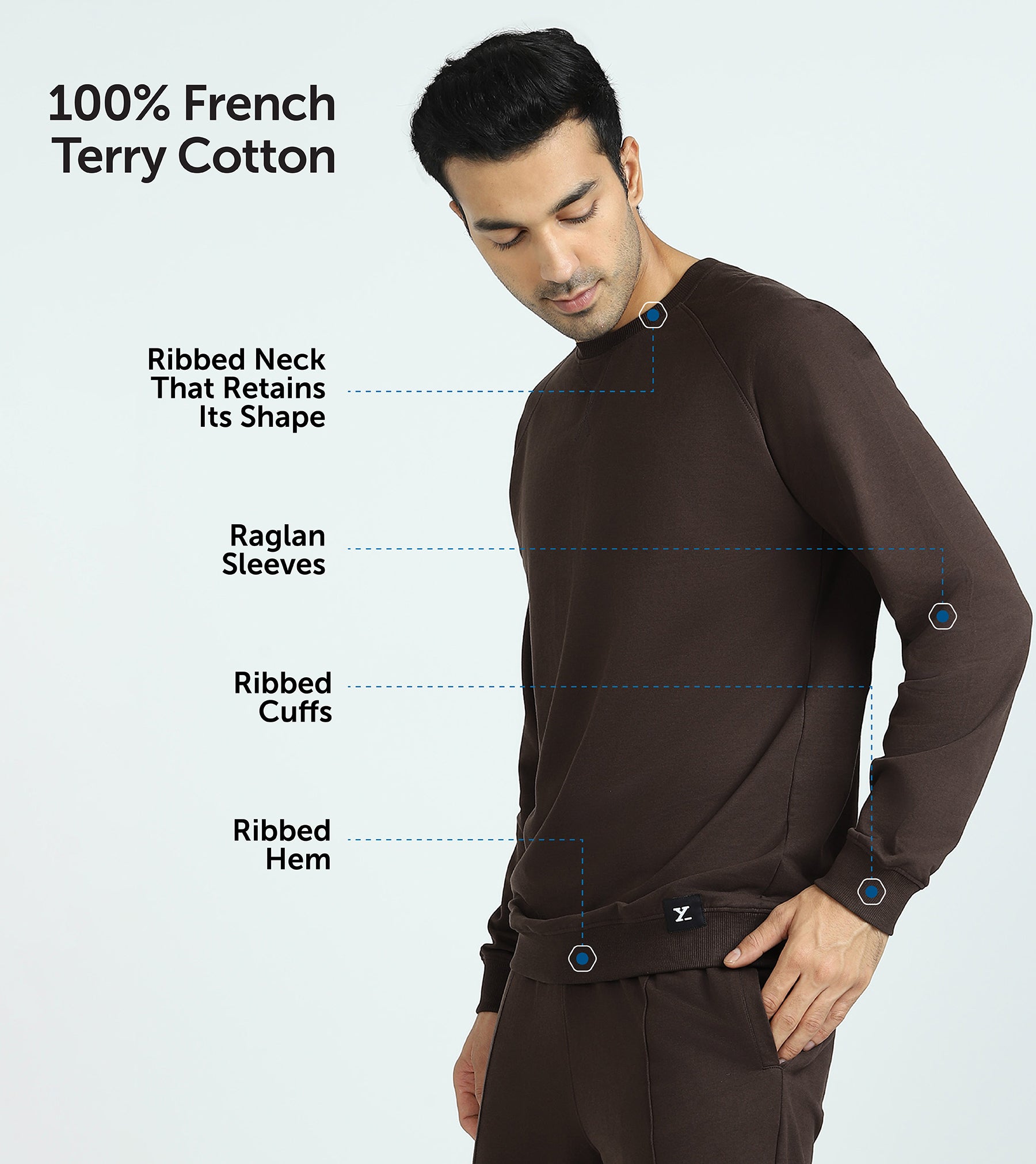 Cruze French Terry Cotton Sweatshirts For Men Malt Brown - XYXX Mens Apparels