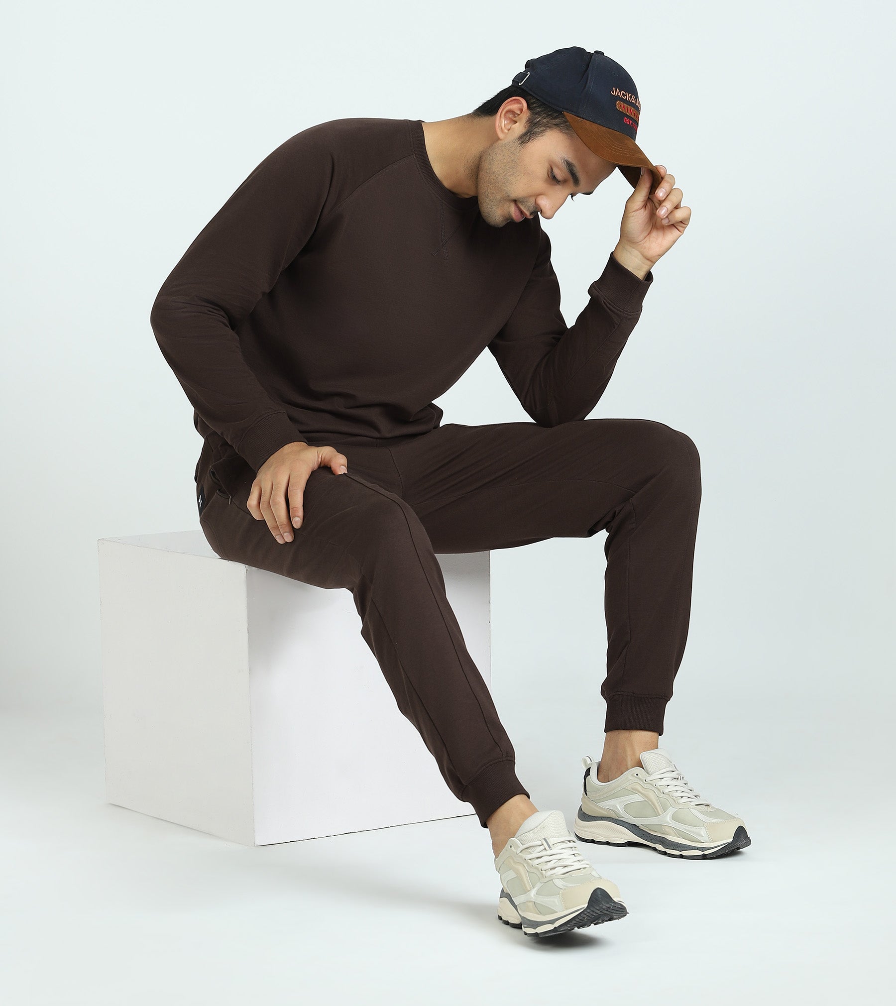 Cruze French Terry Cotton SweatShirt and Joggers Co-ord Set For Men Malt Brown - XYXX Mens Apparels