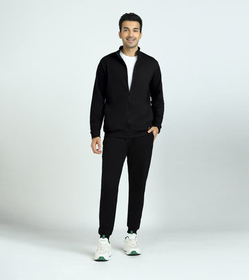 Cruze French Terry Cotton Zip-Up Jacket and Joggers Co-Ord Set Pitch Black - XYXX Crew