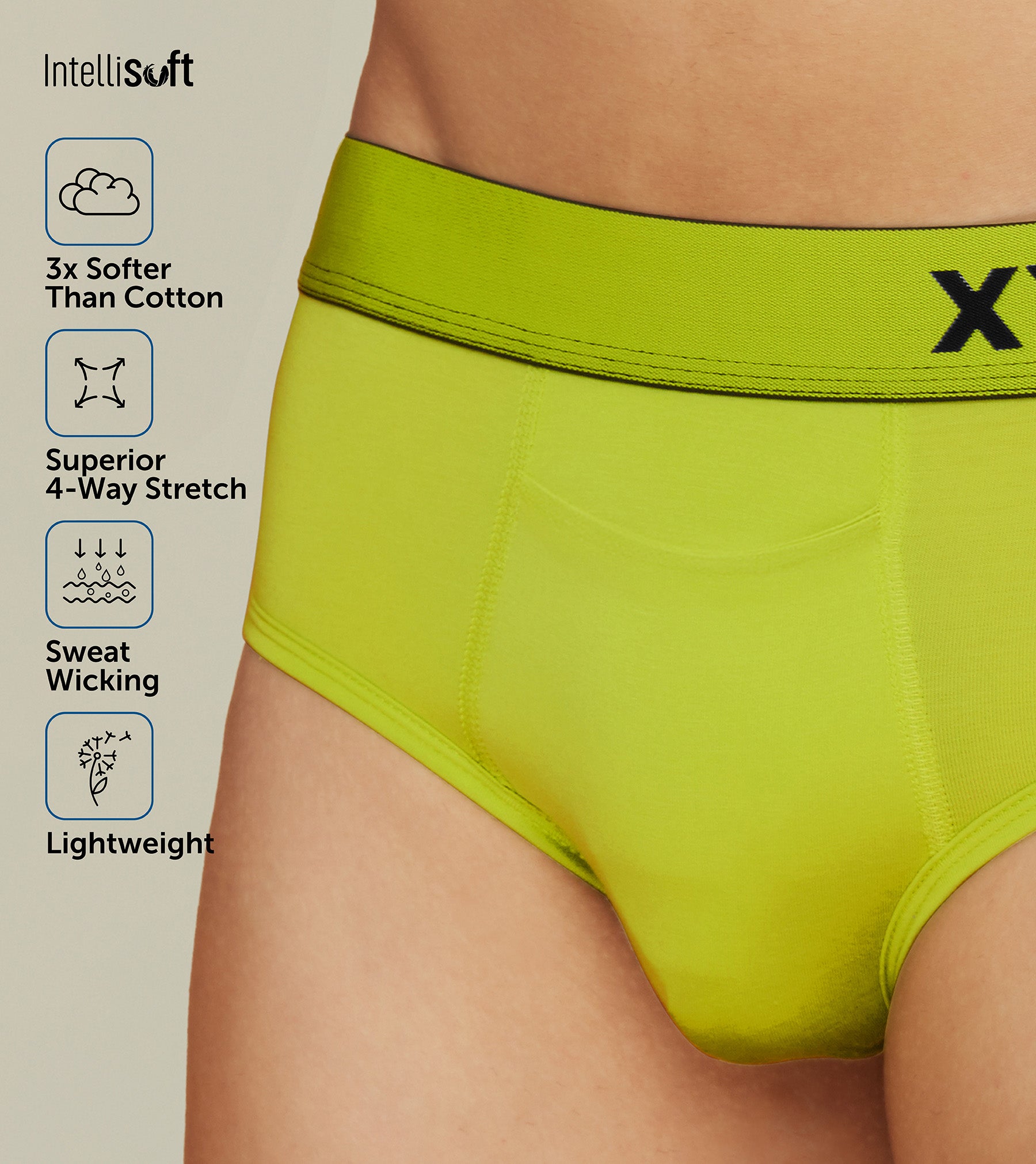Dualist Modal Briefs For Men Lime Punch -  XYXX Mens Apparels