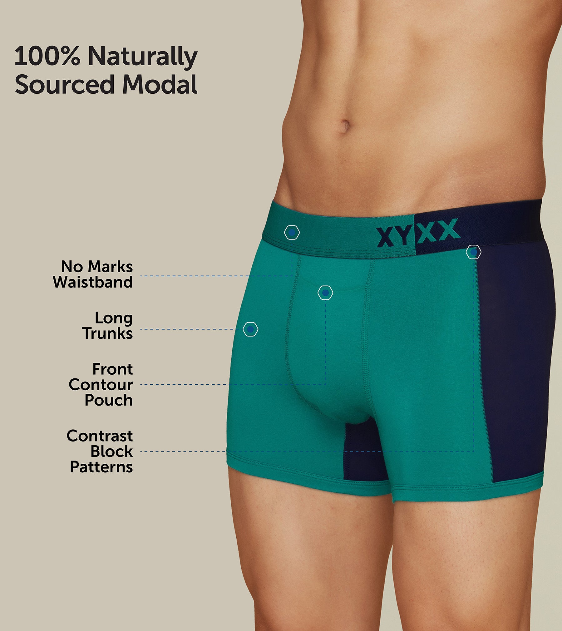 Dualist Modal Trunks For Men Aqua Green -  XYXX Mens Apparels