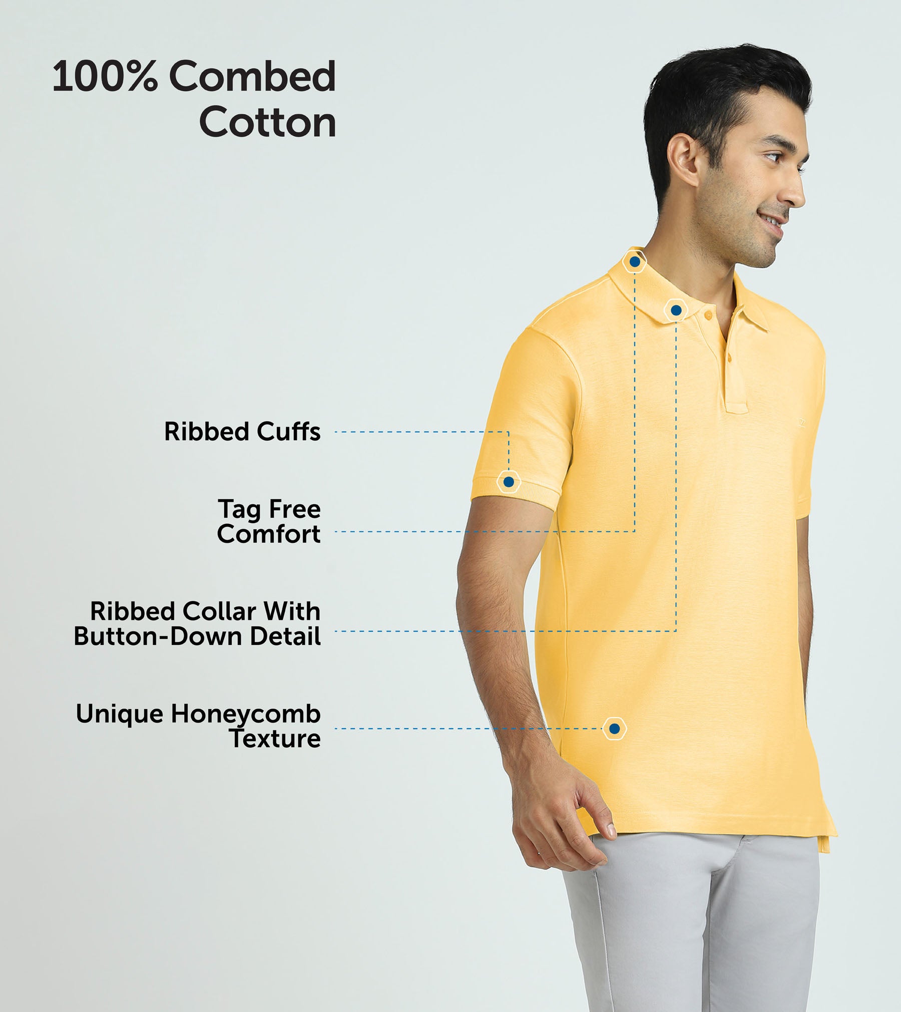 Element Combed Cotton Polo T-shirts For Men Butter Yellow - XYXX Mens Apparels