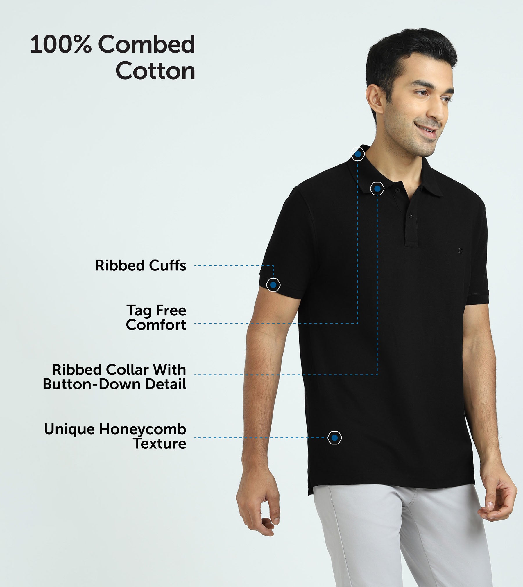 Element Combed Cotton Polo T-shirts Pitch Black – XYXX Apparels