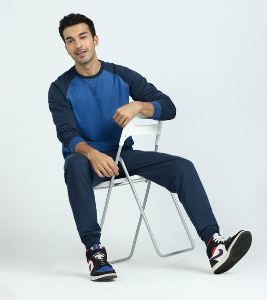 Quest French Terry Cotto-Blend Sweatshirt And Joggers Co-ord Set Atlas Blue - XYXX Crew