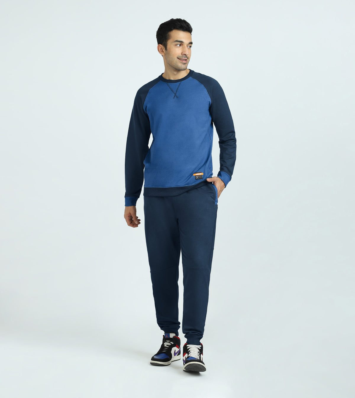 Quest French Terry Cotto-Blend Sweatshirt And Joggers Co-ord Set Atlas Blue - XYXX Crew