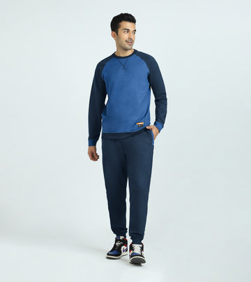 Quest French Terry Cotto-Blend Sweatshirt And Joggers Co-ord Set Atlas Blue - XYXX Crew