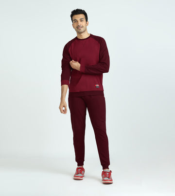 Quest French Terry Cotto-Blend Sweatshirt And Joggers Co-ord Set Scarlet Red - XYXX Crew