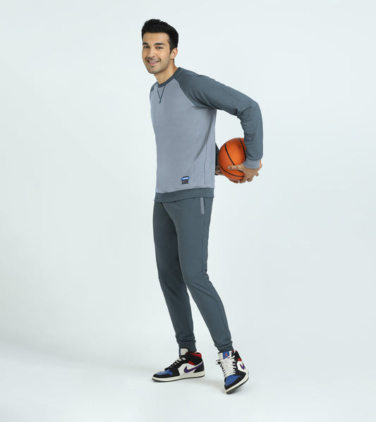 Quest French Terry Cotto-Blend Sweatshirt And Joggers Co-ord Set Slate Grey - XYXX Crew