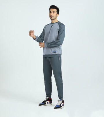 Quest French Terry Cotto-Blend Sweatshirt And Joggers Co-ord Set Slate Grey - XYXX Crew