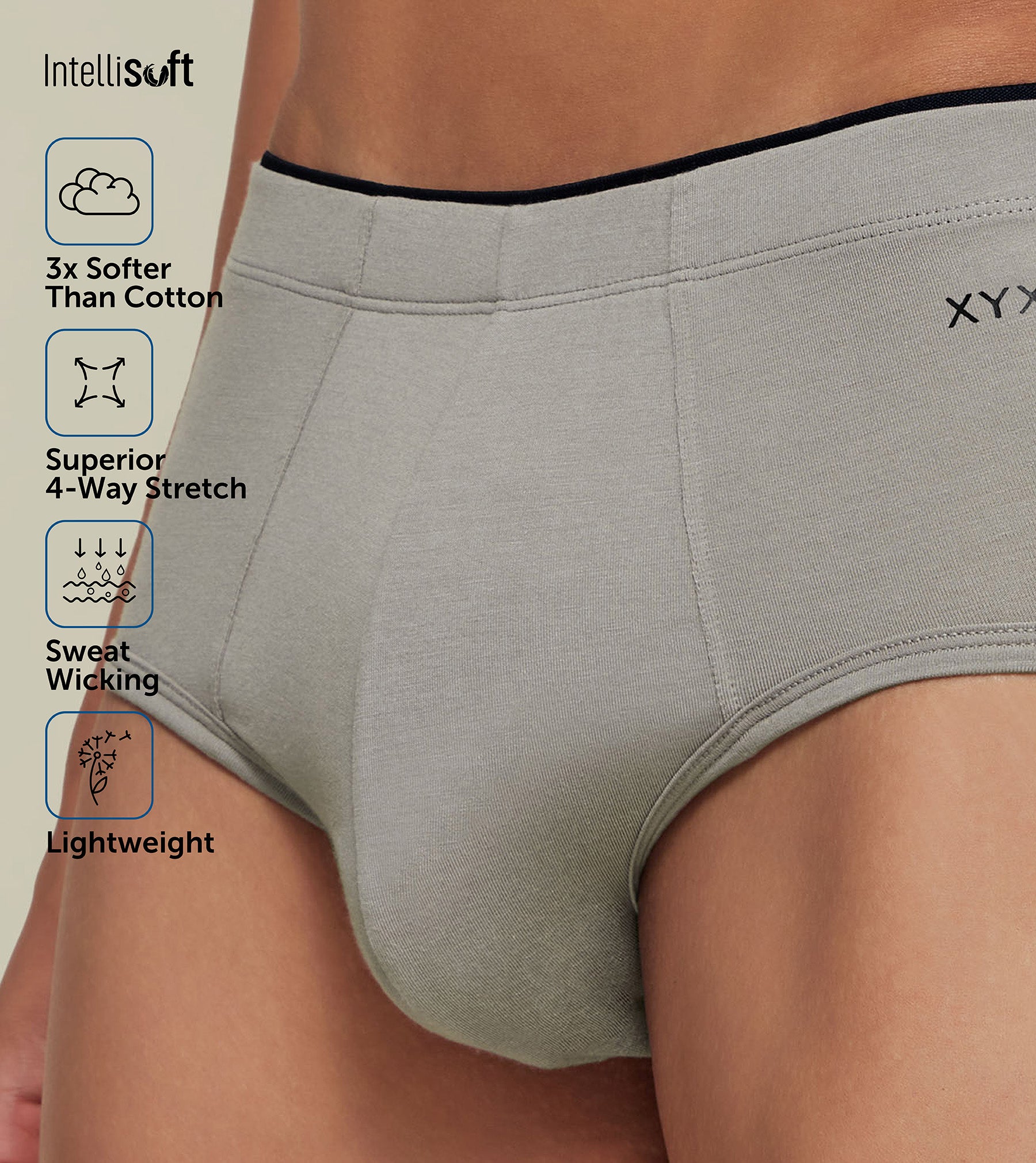 Uno Modal Briefs For Men Ash Grey -  XYXX Mens Apparels