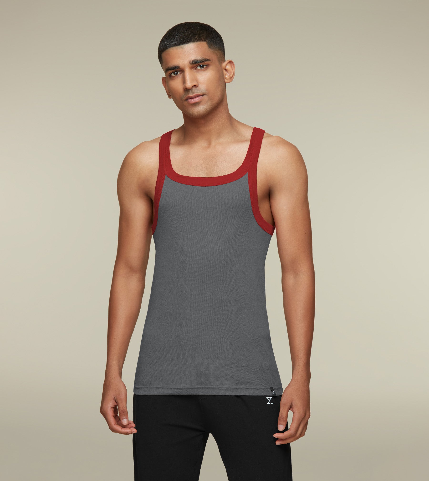 Buy Pace Square Neck [Frosty Grey & Red] Vest – XYXX Apparels