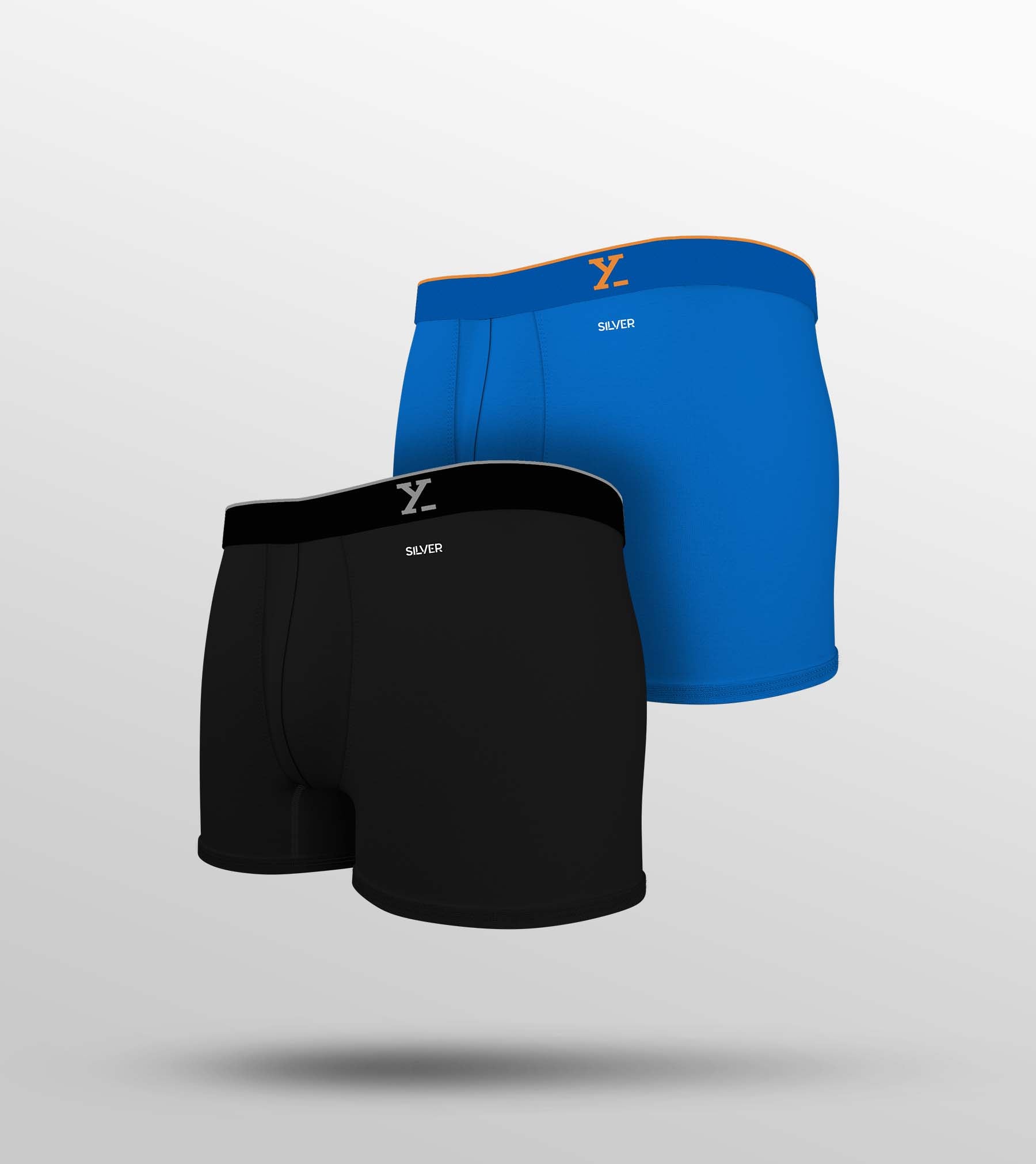 Traq Silver Cotton Trunks For Men Pack of 2(Black, Light Blue) -  XYXX Mens Apparels